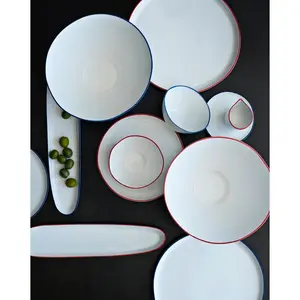 Abbesses 21cm Porcelain China Salad/Dessert Plate (Set of 4) White/Black