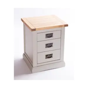 Loreo 3 Drawer Bedside Table Brass Drop Handle