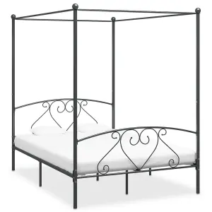 Berkfield Canopy Bed Frame Grey Metal 140x200 cm