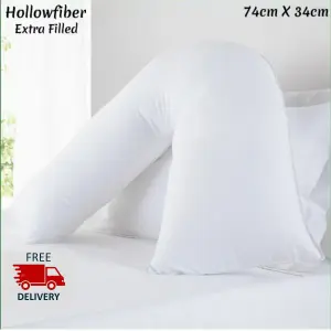 Hollowfiber V Shaped Pillow Head Neck Back Orthopedic Nursing Pregnancy Support.