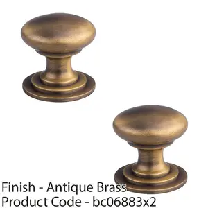 2 PACK - Victorian Tiered Door Knob - 25mm Antique Brass Cabinet Pull Handle Round Rose