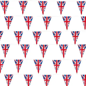 18m 60ft Union Jack Bunting Banner 40 Triangle Flags Sports Royal Events Street Party GB Support