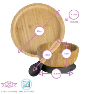 Tiny Dining 4pc Round Bamboo Suction Baby Feeding Set - Pastel Pink