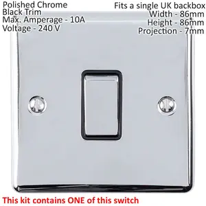 Light Switch Pack - 1x Intermediate & 2x Single - CHROME / Black 2 Way 10A