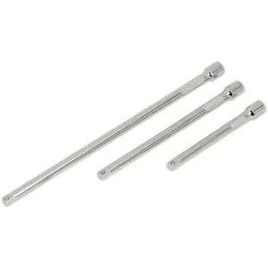 3 Piece Knurled Extension Bar Set - 1/4" Sq Drive - Spring-Ball Socket Retainer