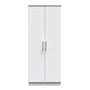 Kent Ready assembled Traditional Matt white & oak Large Double Wardrobe (H)1825mm (W)740mm (D)530mm