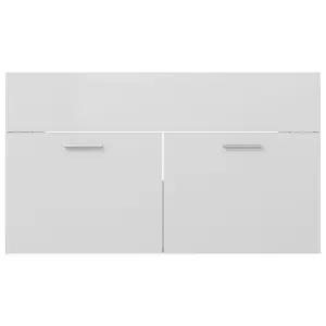 Berkfield Sink Cabinet with Built-in Basin High Gloss White Engineered Wood