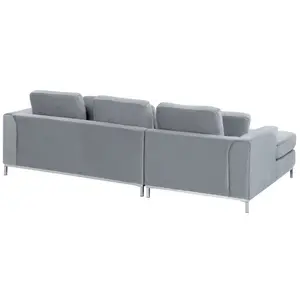 Right-Hand Corner Sofa OSLO Grey Velvet Right Hand