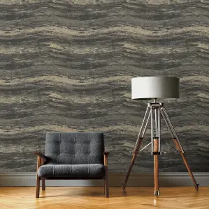 Vasari Onyx Charcoal Textured Wallpaper