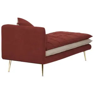 Left Hand Fabric Chaise Lounge Red GONESSE