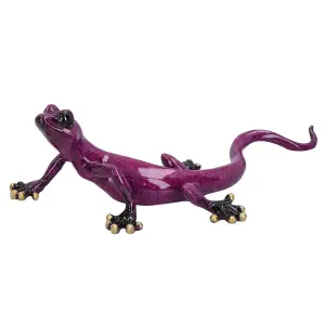 Purple Speckled Gecko Lizard Resin Wall Shed Sculpture Decor Statue Medium