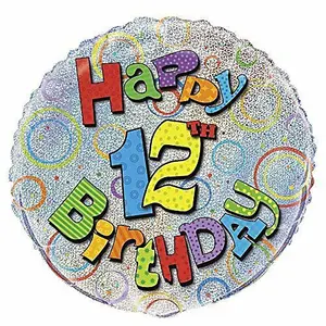 Unique Party 12 Birthday Foil Balloon Multicoloured (One Size)