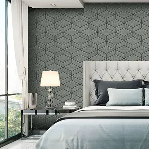 Luciano Geo Texture Wallpaper Gunmetal Belgravia 3850