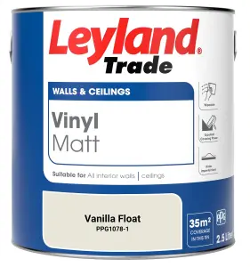 Leyland Trade Vinyl Matt Walls & Ceilings Emulsion Paint Vanilla Float (PPG1078-1) 2.5L