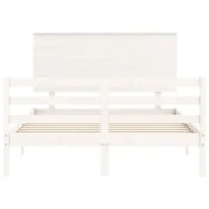 Berkfield Bed Frame with Headboard White 140x200 cm Solid Wood