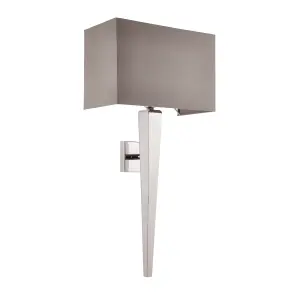 Anson Lighting Preston Chrome and Grey Faux Silk 1 Light Wall Light