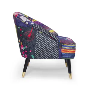 Fabric Patchwork Kensington Slipper Accent Chair Multicolour