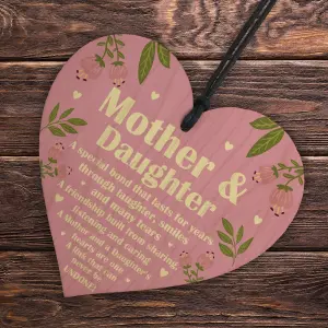 Red Ocean Mother And Daughter Gift Wooden Heart Birthday Mothers Day Gift For Mum Mummy Novelty Plaque