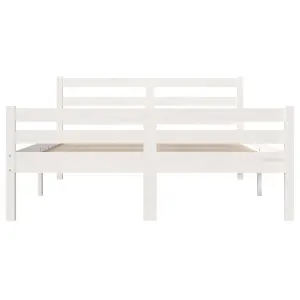 Berkfield Bed Frame White Solid Wood 150x200 cm King Size