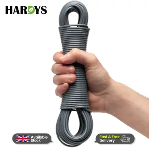 Hardys Clothes Washing Line - PVC Coated with Steel Core, Outdoor & Indoor Suitable Clothes Line, 80kg Capacity - 25m, Grey