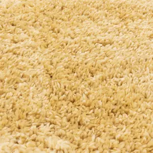 Yellow Shaggy Modern Plain Rug Easy to clean Dining Room-80cm X 150cm