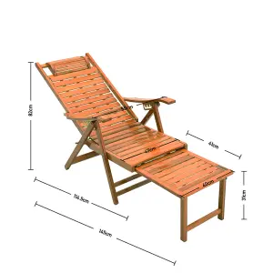 Foldable Adjustable Bamboo Indoor and Outdoor Wooden Rocking Chair Sun Lounge Recliner Chair Brown