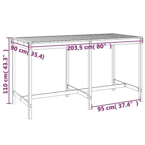 Berkfield Garden Table Grey 203.5x90x110 cm Solid Wood Pine