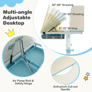 Costway Kids Study Desk Height Adjustable Children Writing Table w/ Tilt Desktop