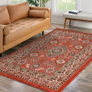 Terra Easy to Clean Bordered Floral Traditional Rug for Living Room, Bedroom - 66 X 240 (Runner)