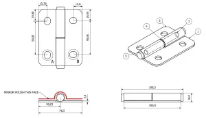 Stainless Steel Lift Off Hinge Left Right 76x100mm Heavy Duty Door Hatch 4PK