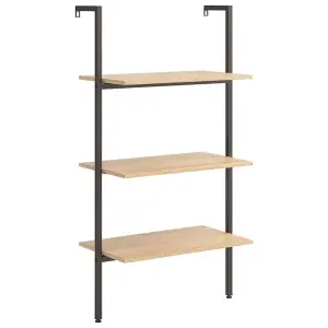 Berkfield 3-Tier Leaning Shelf Light Brown and Black 64x35x120.5 cm