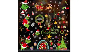 116 PCS Grinch Merry PVC Christmas Window Stickers