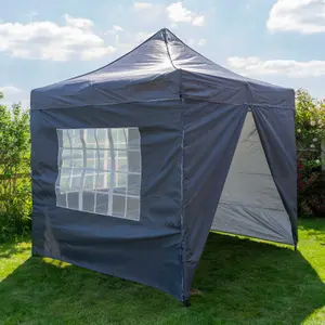 Pop Up 2.5x2.5 Gazebo With Sides Dark Grey