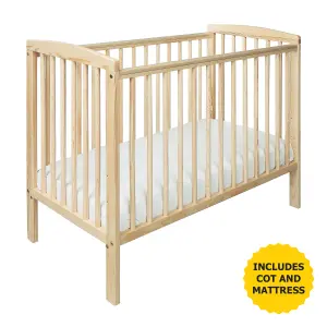 Kinder Valley Sydney Compact Cot Natural and Kinder Flow Mattress