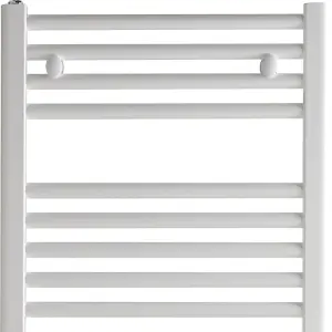 Bray Heated Towel Rail For Central Heating, Straight, White - W500 x H800 mm