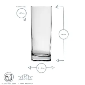 Argon Tableware Classic Highball Glasses - 360ml - Pack of 24