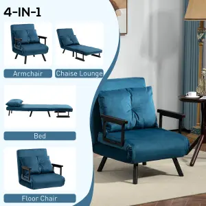 HOMCOM Click Clack Single Chair Bed Settee for Living Room, Guest Room, Blue