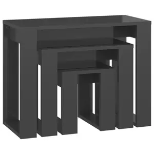 Gobao Nesting Tables 3 pcs Engineered Wood (Set of 3) High Gloss Grey / High Gloss Grey