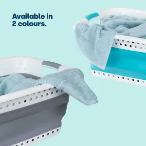 FOLDAWAY LAUNDRY BASKET - TURQUOISE