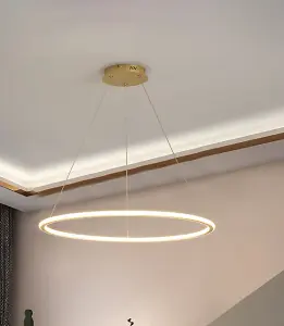 Pendant Light, Circle Ceiling Pendant Light Metal Gold 40 cm