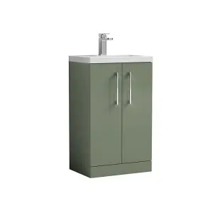 Dezine Avon 500mm Satin Green Floor Standing Vanity Unit