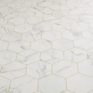 White Marble Tile Effect Vinyl (5m x 2m)