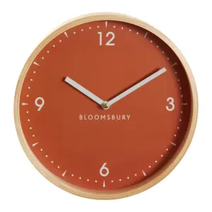 Interiors by Premier Sleek Orange Wood Small Numbers Wall Clock, Modern Design Clock In Kitchen, Versatile Wall Clock For Indoor