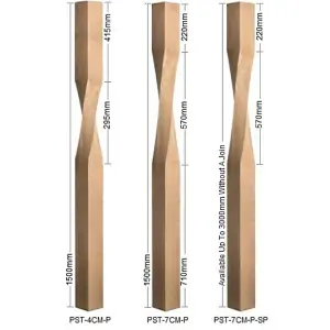 Solid Oak Newel Post Contemporary 90mm and 41mm Spindle Kit UK Manufactured Traditional Products Ltd