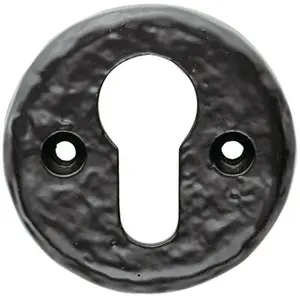 52mm Euro Profile Round Escutcheon Traditional Design Black Antique