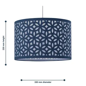 First Choice Lighting Navy Blue Laser Cut 33cm Pendant Lightshade