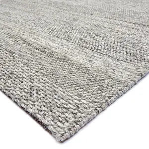 Plain Grey Stripe Handmade Luxurious Modern  Easy to Clean Rug For Bedroom LivingRoom and Dining Room -200cm X 300cm