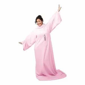 Snug Rug Cosy Sleeved Fleece Blanket With Sleeves and a Handy Pouch Pocket - PINK QUARTZ