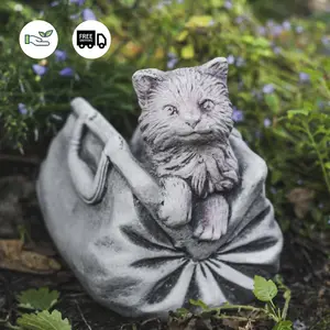 Cat in Bag Stone Pot Garden planter