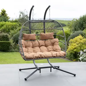 Burford Swinging Double Garden Seat - Brown